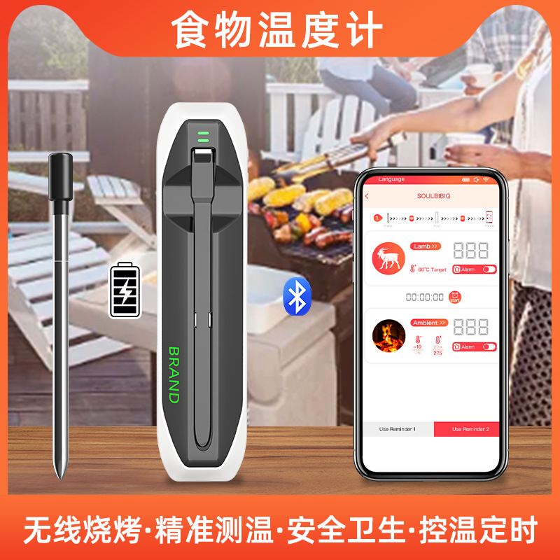 Inteligente inalámbrico barbacoa termómetro móvil APP Bluetooth barbacoa sonda caja termómetro de carne