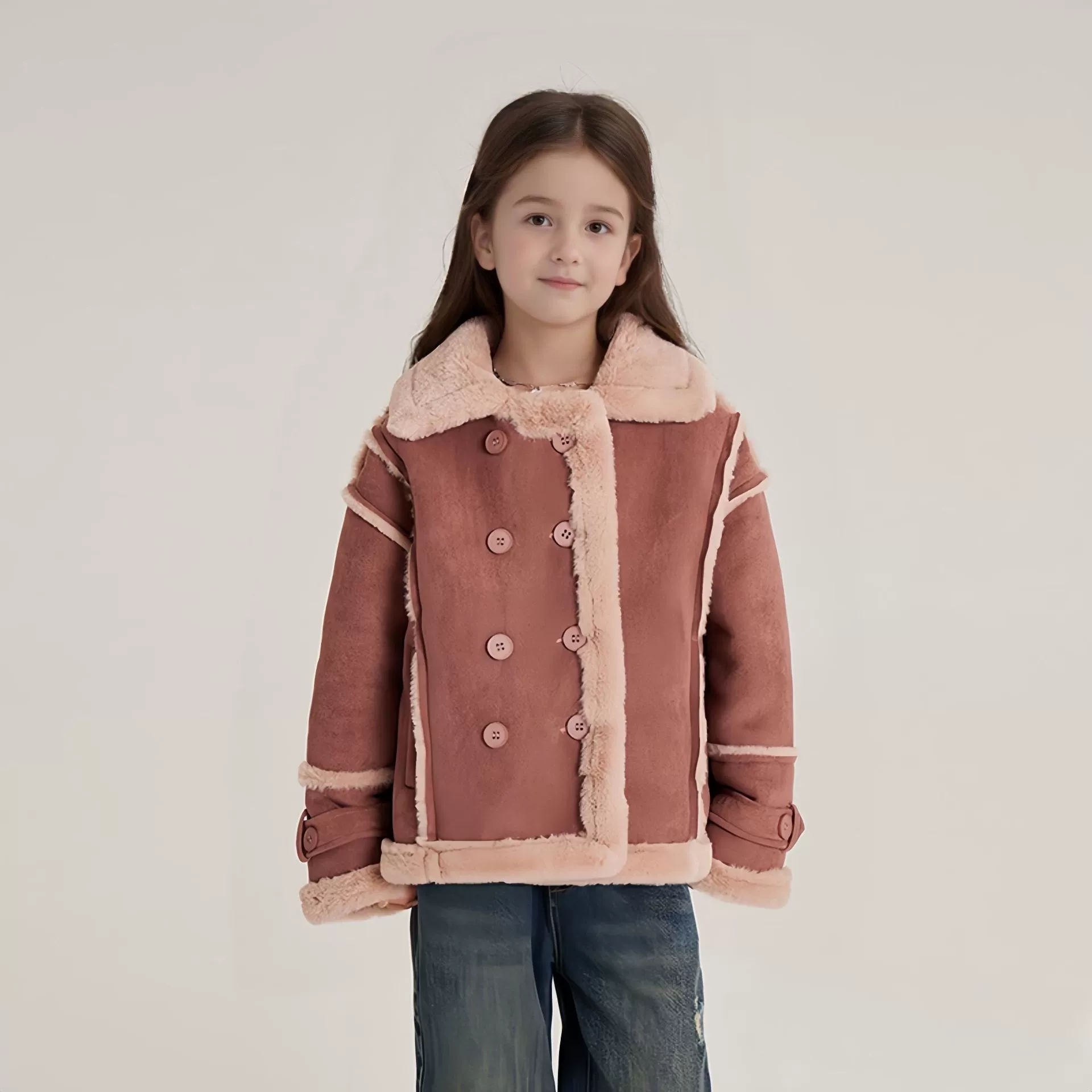 Девушка меховая куртка осень-зима новая корейская детская мода свободная девушка замша лихорадка