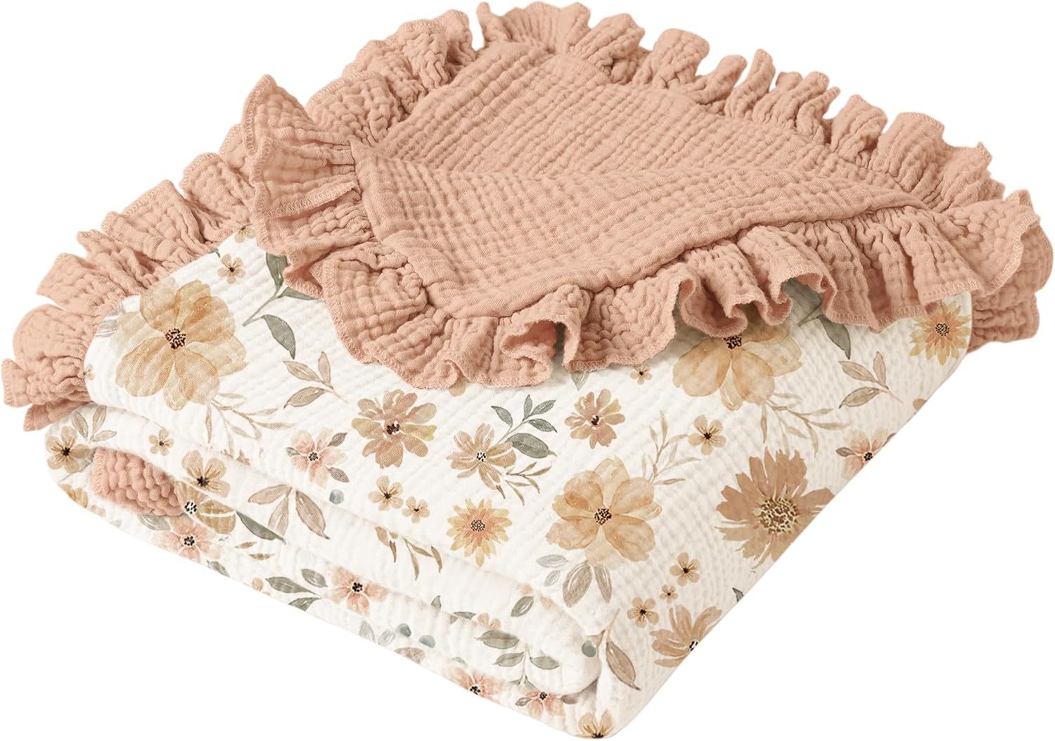 거즈 레이스 담요 노란색 꽃