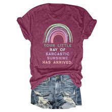 B 33429 Rainbow letter print women short tee �ʺ���ĸӡ��Ů