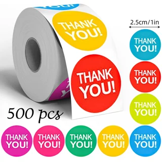 跨境500贴/卷彩色Thank You不干胶贴纸封口贴500张手账装饰标签贴