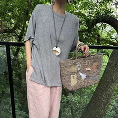 スポットウィスは拒否できないグッドバージョン ペーパーマン Tシャツ テンセル ゆったり 半袖 シンプル 万能 ワイド