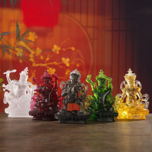 琉璃五姓财神佛像黑财神黄财神白财神红财神绿财神新中式家用摆件