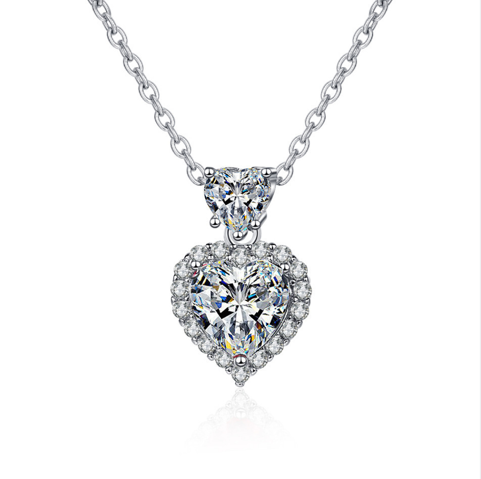 Collier de diamants blancs en forme de cœur X91 [chaîne incluse]
