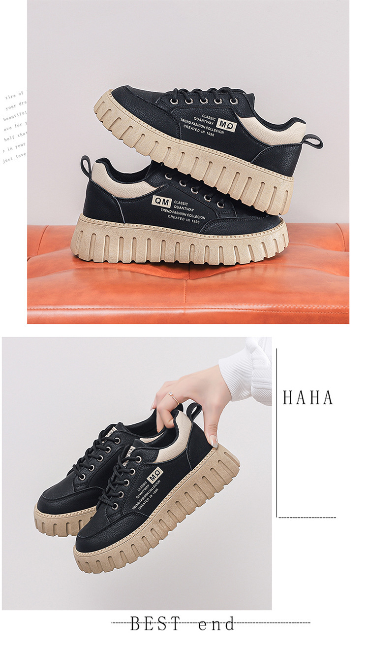 2026 Spring And Summer Women's New Breathable White Sneakers Versatile Thick-Soled Sports Casual Board Trendy Shoes_desvips.com