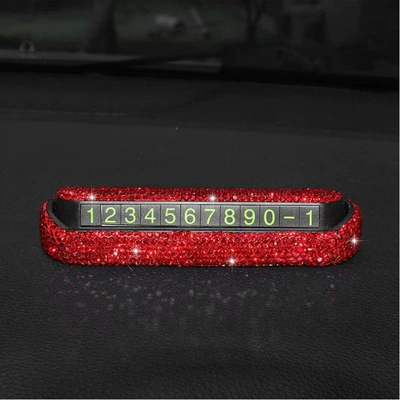 Car Accessories, Advertising Parking Signs, Car Diamond-Encrusted Parking Signs, Personalized Creative Moving Car Number Plates, for Women (Nömrəli dayanma kartı) - red-stop-sign