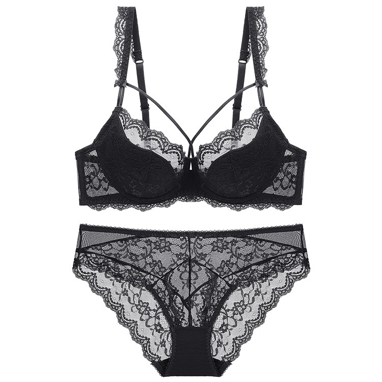 9271 Sexy Lace Lightweight Women's Underwear Steel Ring Gathering Large Size Bra Set_voghion.com