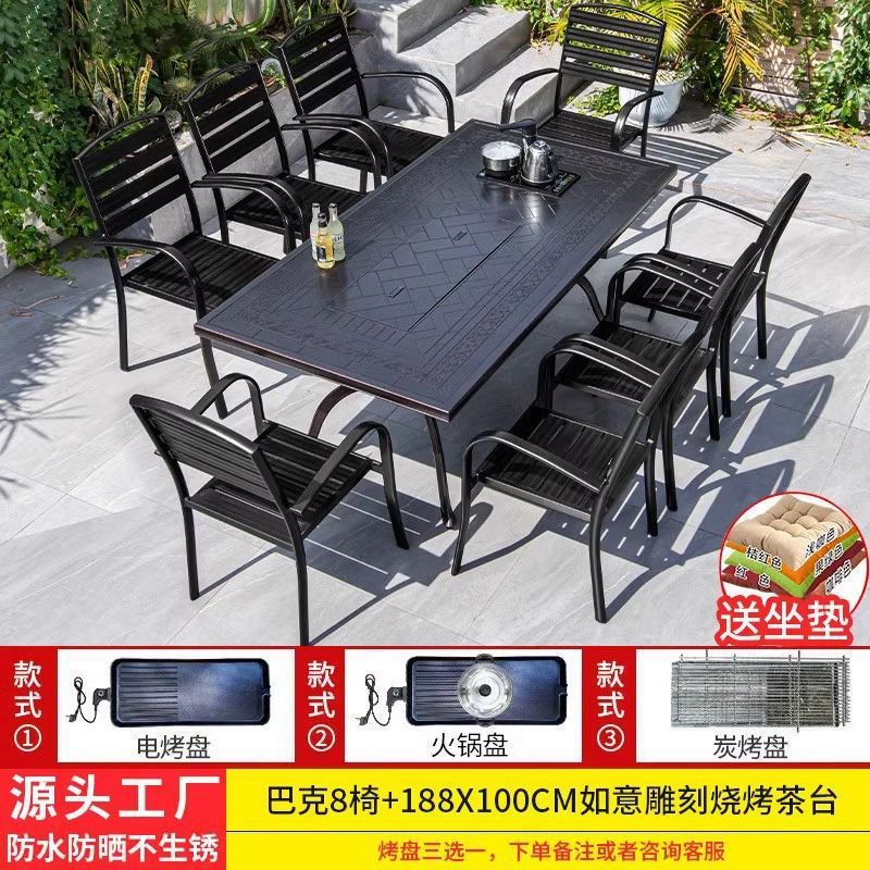 8개의 벅 의자 + 188*100cm Ruyi 단일 스토브 바베큐 티 테이블