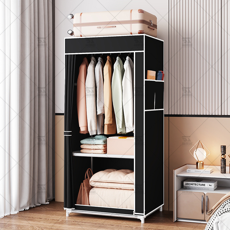 Zippered fabric wardrobe, simple design, suitable for home use, rental apartments, student dormitories, bedrooms, and for hanging clothes; a fully enclosed wardrobe for girls