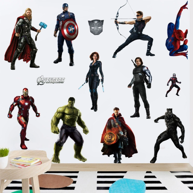 3D Мстители в настенной наклейке Железный человек Капитан Америка Халк личность самоклеящийся плакат наклейки