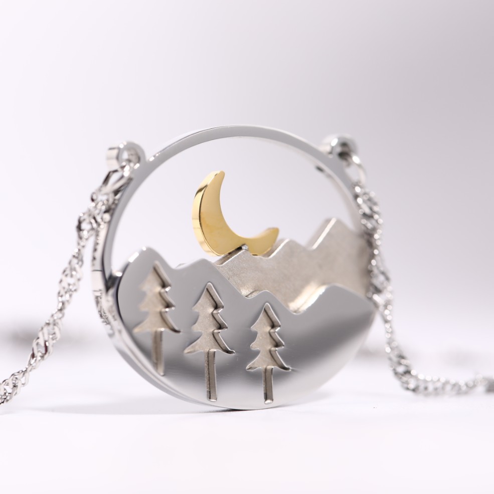 Simple Landscape Mountain Deer Titanium Steel Hollow Necklace Wholesale