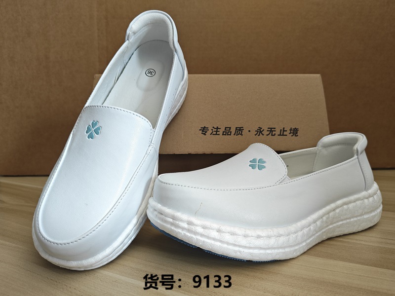 Zapatos de enfermera de piel de vaca, suela suave de cuero, pies transpirables, no cansados, hospital, clínica, salón de belleza, zapatos de trabajo, zapatos de mujer de primavera en stock