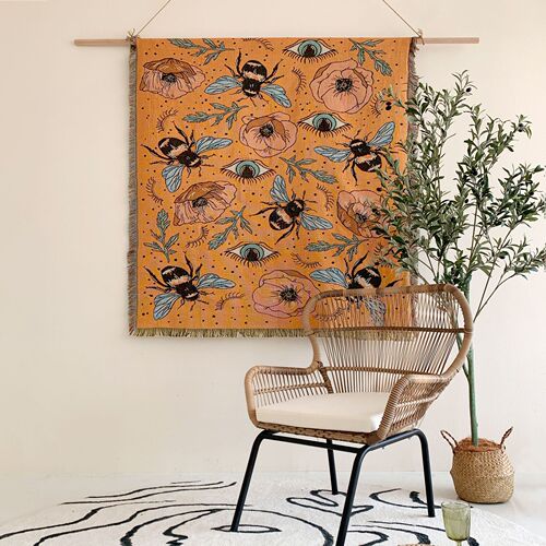 Bee Camping Blanket Instagram Style Multifunctional Throw Blanket Outdoor Picnic Blanket Sofa Blanket Cover Blanket Bohemian Blanket