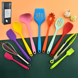 硅胶厨具套装12件套不粘锅炒菜厨房工具烹饪铲勺烘焙收纳工具套装