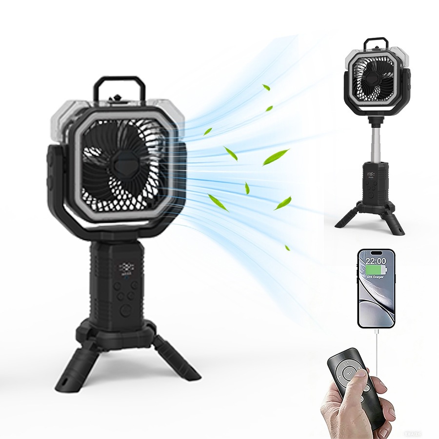 Ventilador de Camping Retráctil con Spray Inalámbrico con Pantalla Digital para Aire Libre
