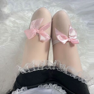 Ultra-thin Black Silk Sweet Cute Sexy Over-the-Knee Socks High-leg Socks Lolita Bow JK Stockings for Women