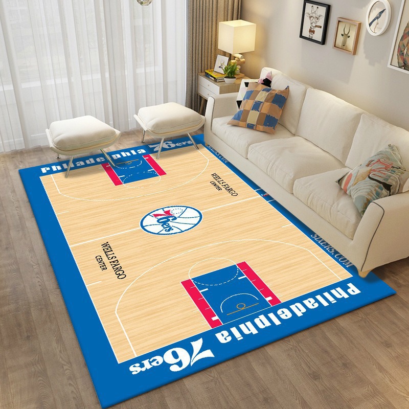 국경 간 NBA 농구 매트 어린이 카펫 거실 소년 침실 전체 침대 옆 담요 얼룩 방지 현장 공장 도매