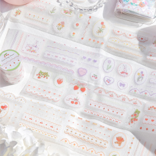 Twilight Pet Tape Strawberry Sweetheart Series Flash Sand Die-Cut Cute Handbook Decoration Material Loop Sticker