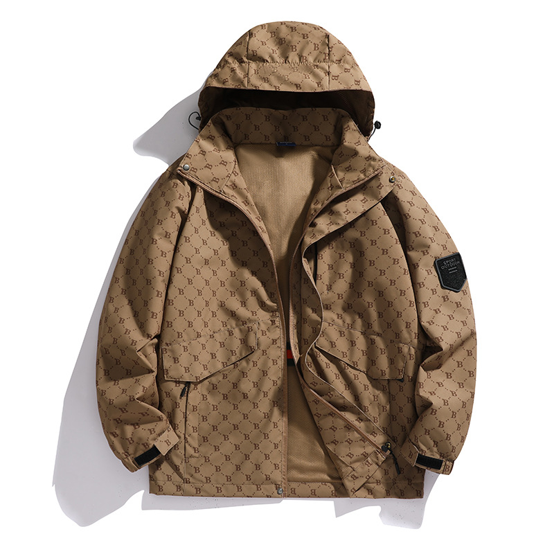 2023 nueva chaqueta de los hombres de moda a prueba de viento chaqueta deportiva chaqueta suelta con capucha chaqueta de moda a juego al por mayor