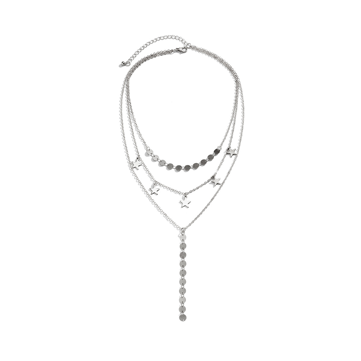 Juvelyriniai dirbiniai, metalinė grandinėlė, apvali lėkštė, kutai Hip Hop kelių sluoksnių sluoksniuotas išorinis karoliai moterims_voghion.com