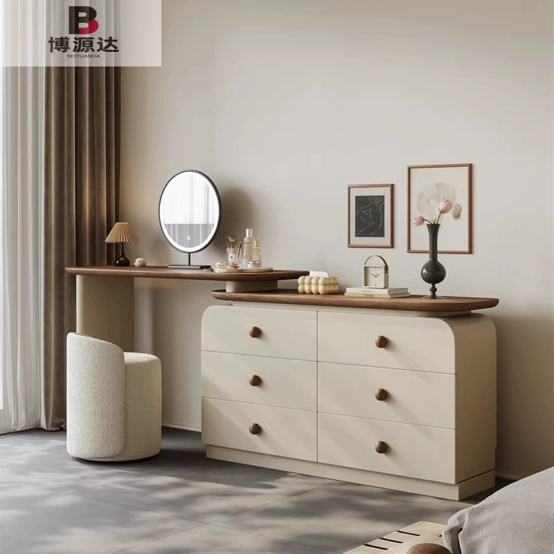 Скандинавские цельномассивные деревянные лакированные туалетные столы из орехового дерева