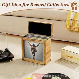 木制手提式收纳盒CD光盘专辑整理箱黑胶唱片收藏盒储物箱