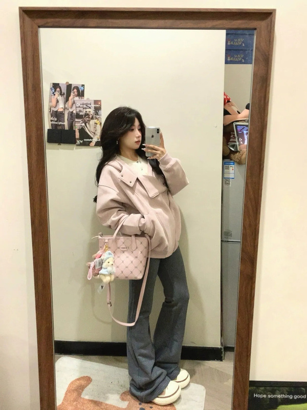 山东即墨卫衣外套女款秋季2025新款连帽宽松美式韩系穿搭初秋薄款|undefined