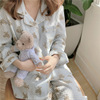 Spring pijama, brand fashionable sleeves, set, trend of season, with little bears, long sleeve