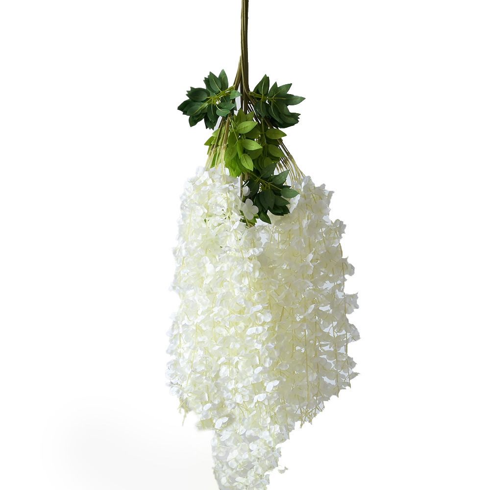 Simulación flor de glicina de 6 hojas flor falsa flor de techo violeta flor de boda de glicina decoración de flores de ratán decoración de flores vid