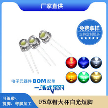 f5 4.8mm草帽大杯白光0.25W短脚led灯珠发光二极管