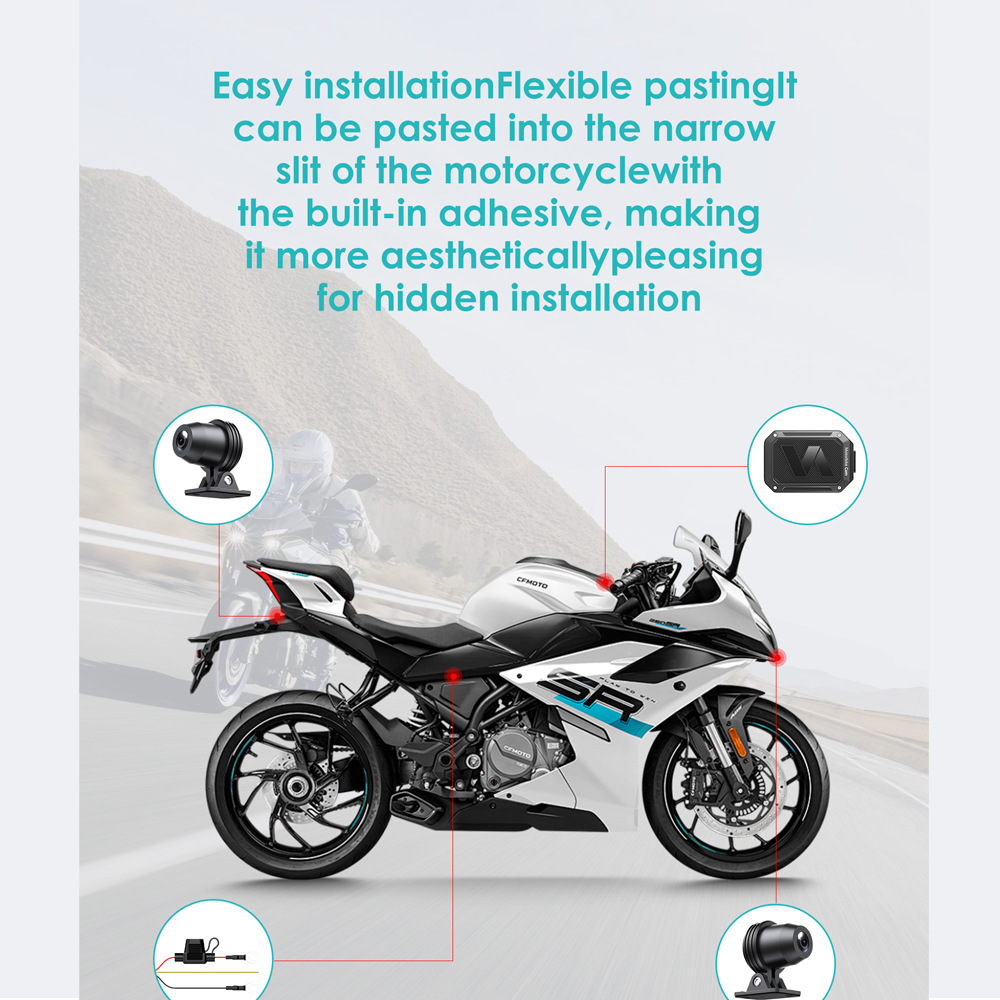 Cross-Border Best-Selling Motorcycle Dashcam with Wifi, Waterproof, Anti-Shake, 1080P Video Recording, Specifically for Motorcycle Travel