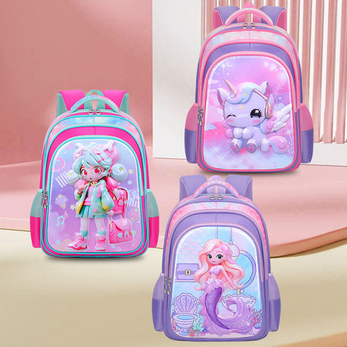 Children's School Bag, Primary School Student Backpack 3DEVA Hard Shell Single Bag Three-Piece Set with Wheels