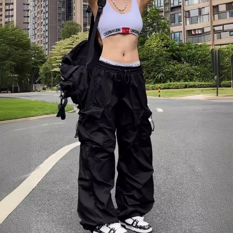 American Retro Crowd Pants Design Sense Pocket Men's and Women's Summer Straight Tube Dipper Feet Loose Wide Leg Pants Y2K American Retro Crowd Pants Design Sense Pocket Men's and Women's Summer Straight Tube Dipper Feet Loose Wide Leg Pants Y2K