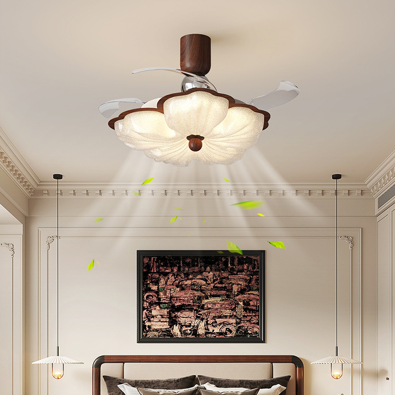 Used Fan Lamp with Invisible Blades, Dining Room Fan Chandelier, Bedroom Silent 2025 New Model Variable Frequency Ceiling Fan Lamp