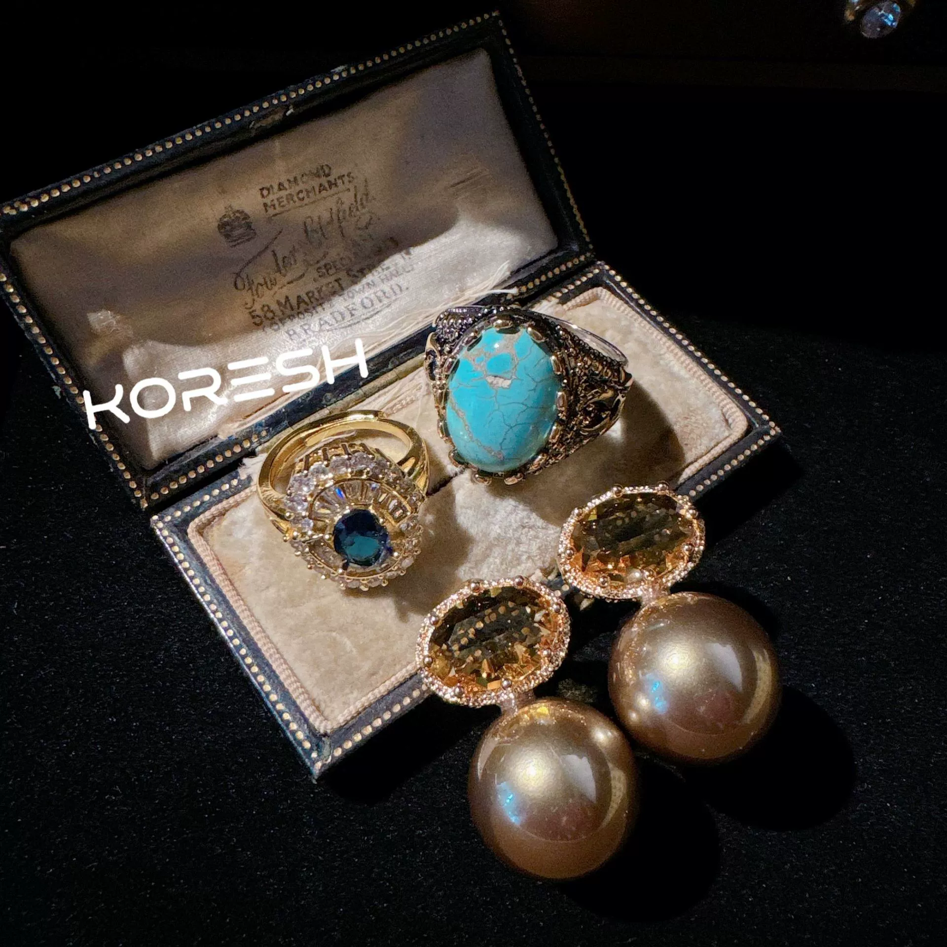 Корона кольцо, серьги из жемчуга, цветочные, образец золота 750