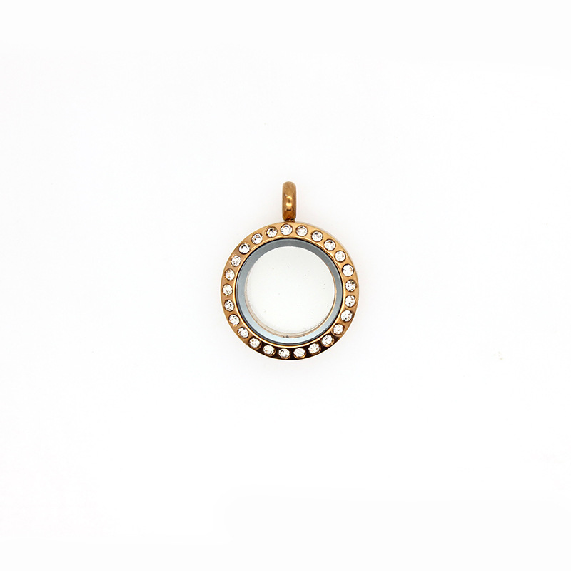 Gawu caja de acero inoxidable redonda de cristal caja de la foto cinabrio COLLAR COLGANTE hombres y mujeres Universal de múltiples tamaños disponibles