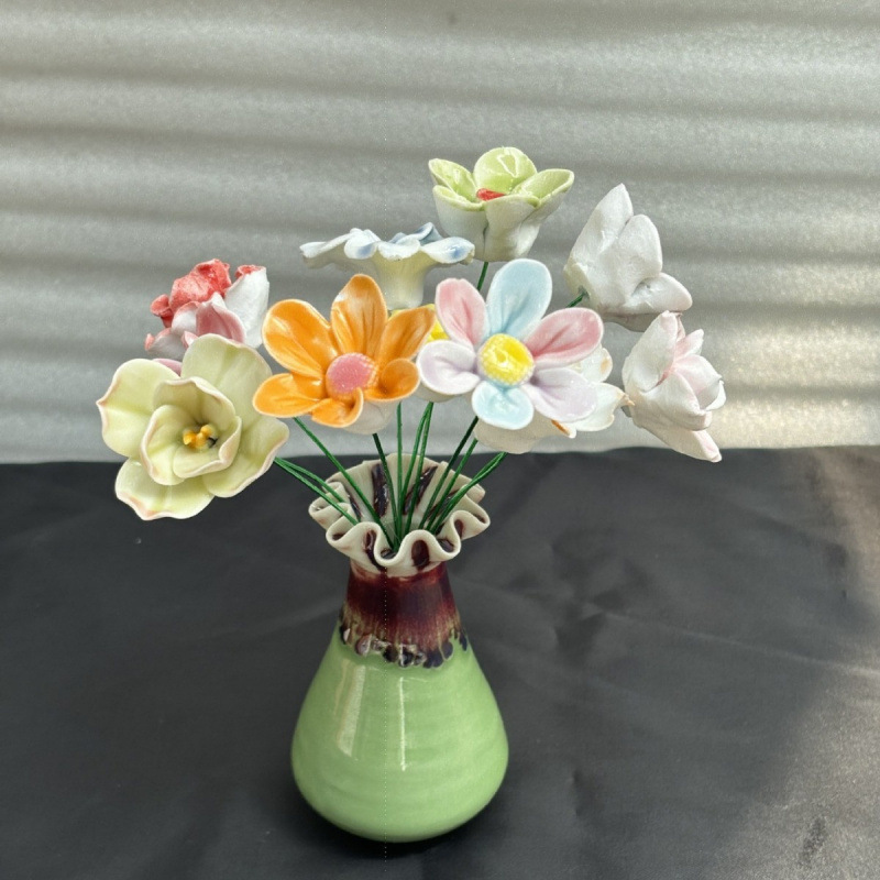 景德镇高温手工陶瓷花朵批发花瓶装饰花束送女友礼物|undefined