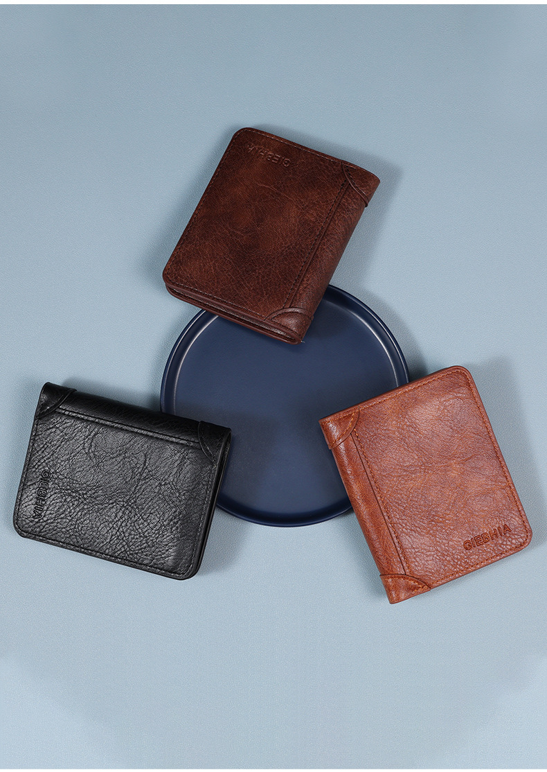Men's Solid Color Pu Leather Folding Small Wallets display picture 1
