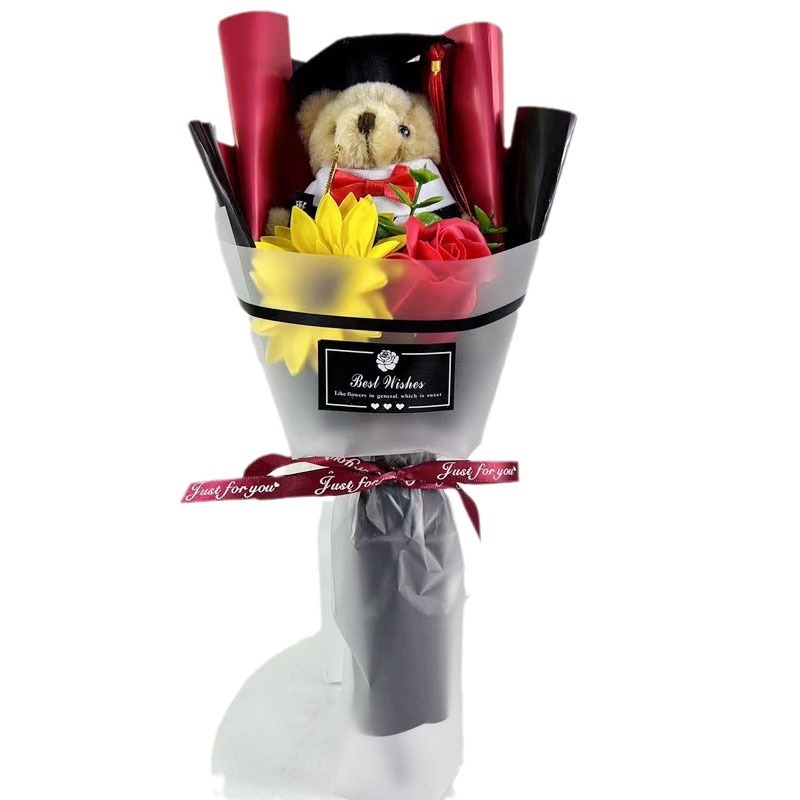 ヒマワリ幼稚園児卒業イベントプレゼント写真撮影卒業式博士熊漫画花束|undefined