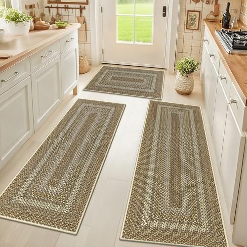 Almohadilla de suelo de cocina transfronteriza almohadilla de barro de diatomeas de viento bohemio almohadilla de suelo de absorción de agua y secado rápido dos juegos de almohadillas antideslizantes resistentes al desgaste