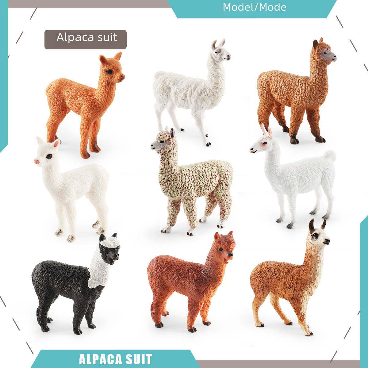 Cross-border simulation wildlife alpaca model, Donkey Kong, smooth camel, American camel, mini desktop decorative figurine
