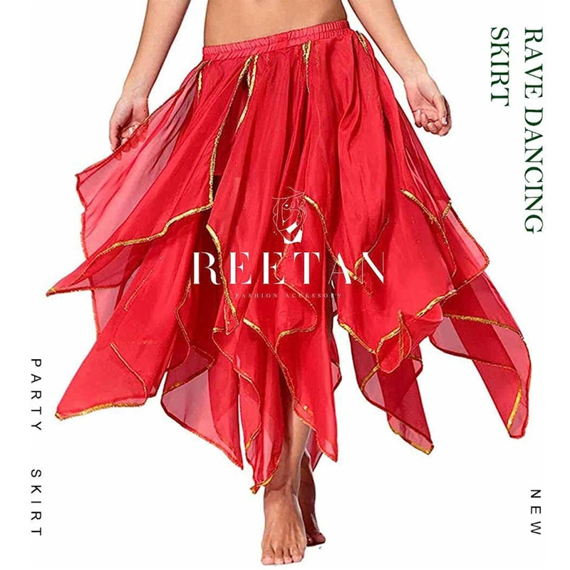 Юбка с пайетками для танца живота 16 шт. Юбка в виде листьев шифоновая длинная юбка Индийская танцевальная юбка для настольных танцев Большая юбка-качели