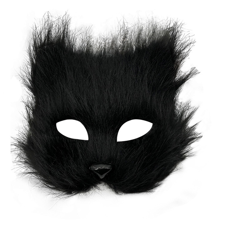 Ventas transfronterizas máscaras de zorro de pelo largo Halloween cos máscaras de cara de gato máscaras de cara de fiesta de baile