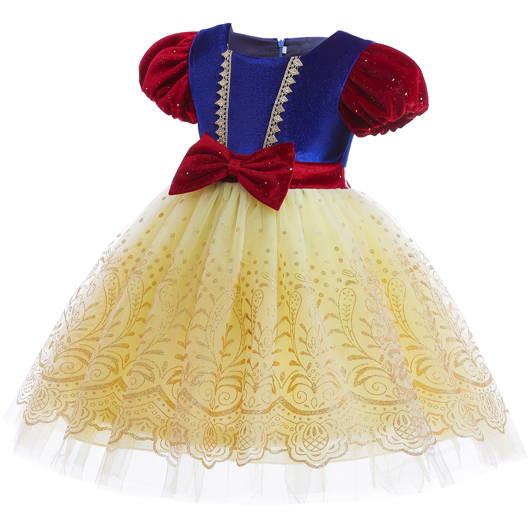Velvet bodysuit, children's small princess costume, western style, puff sleeves, children's clothing, Lolita style