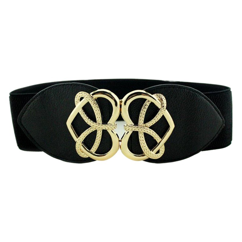 Abajo chaqueta cinturón decorativo de oro brillante amor hebilla cinturón elástico vestido de cintura ancha sello de una sola pieza de entrega