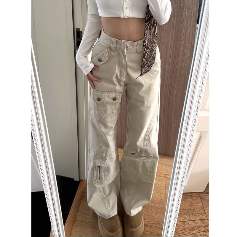 American-style workwear flared jeans, new high-waisted slim-fit summer design with pockets, loose straight-leg, floor-length, trendy American-style workwear flared jeans, new high-waisted slim-fit summer design with pockets, loose straight-leg, floor-length, trendy
