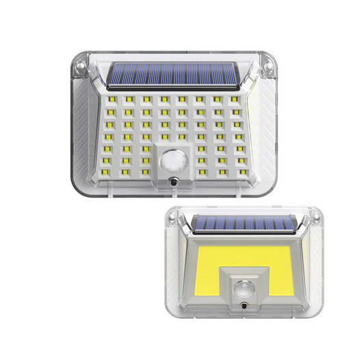 Cross-border Solar 90LED Wall Lamp Courtyard White Four-Side Luminous Lamp Human Body Sensing Waterproof Outdoor Integrated Lamp