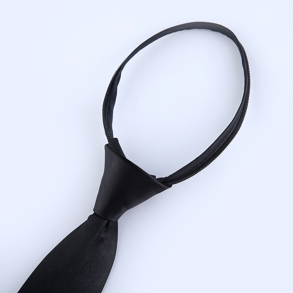 Fabricante al por mayor corbata corta de cremallera sin corbata negra sólida para niños adorables decoraciones casuales jk accesorios uniformes