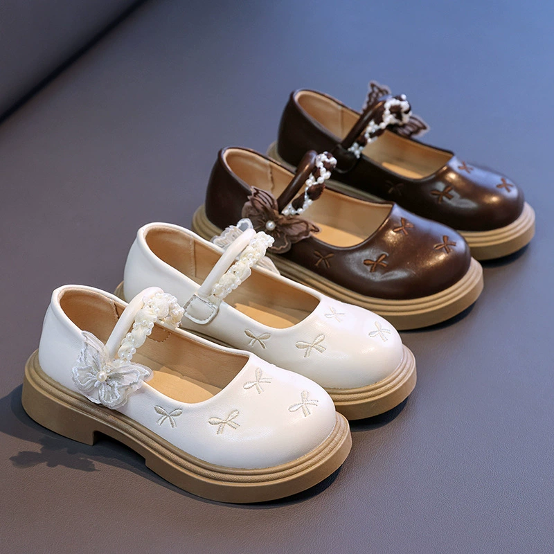 Обувь для девочек, детская обувь принцессы, маленькие кожаные туфли, новые весенне-осенние британские туфли на мягкой подошве 2025 года, средние и большие детские кожаные туфли.