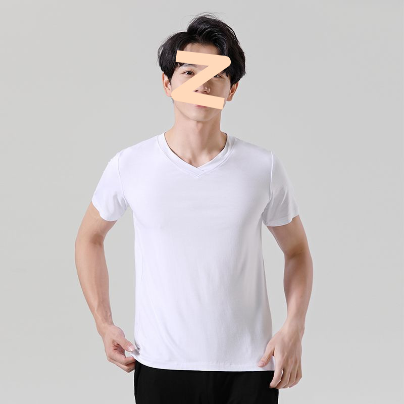 White v-neck short sleeves